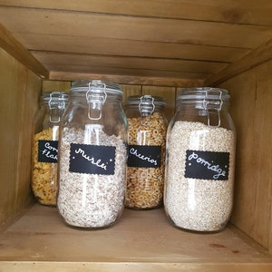 Custom storage glass jars clip top lid blackboard chalk label airtight seal cereal dry food personalised medium extra large Price is per jar image 5