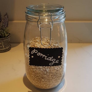 Custom storage glass jars clip top lid blackboard chalk label airtight seal cereal dry food personalised medium extra large Price is per jar image 6