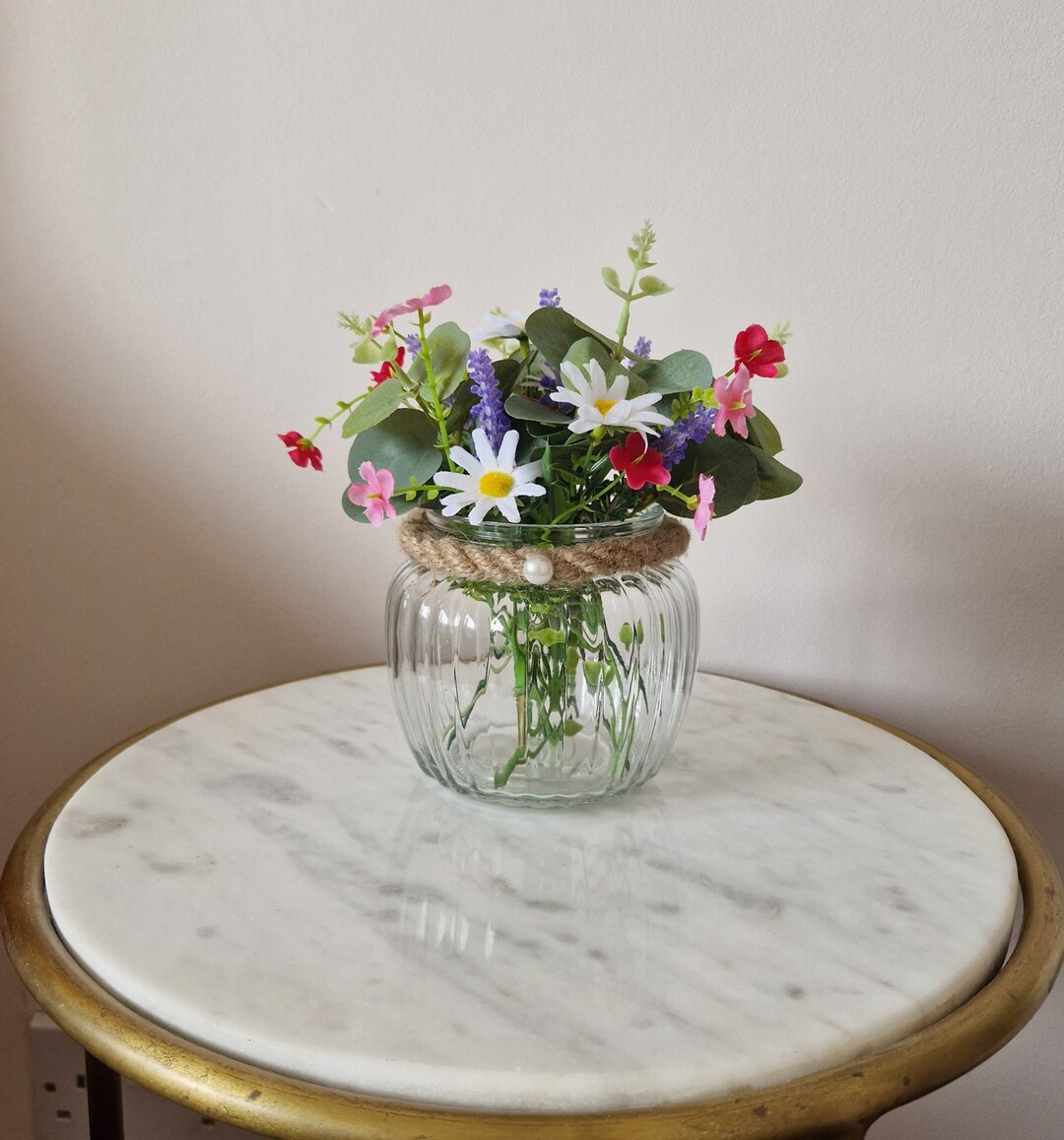 Artificial Wild Flower Posy Daisies Lavender Summer Cottage Display