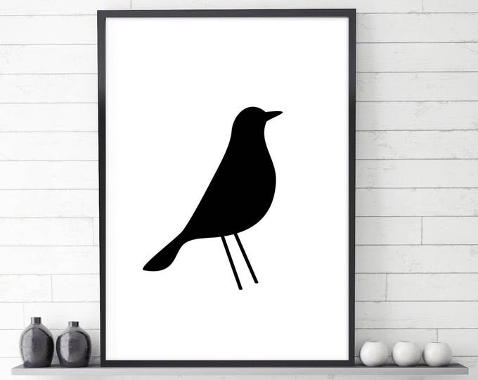 Bird Print Modern Art Large size Scandinavian Poster Instant Download Home Decor Digital download Black and White Minimal Poster
