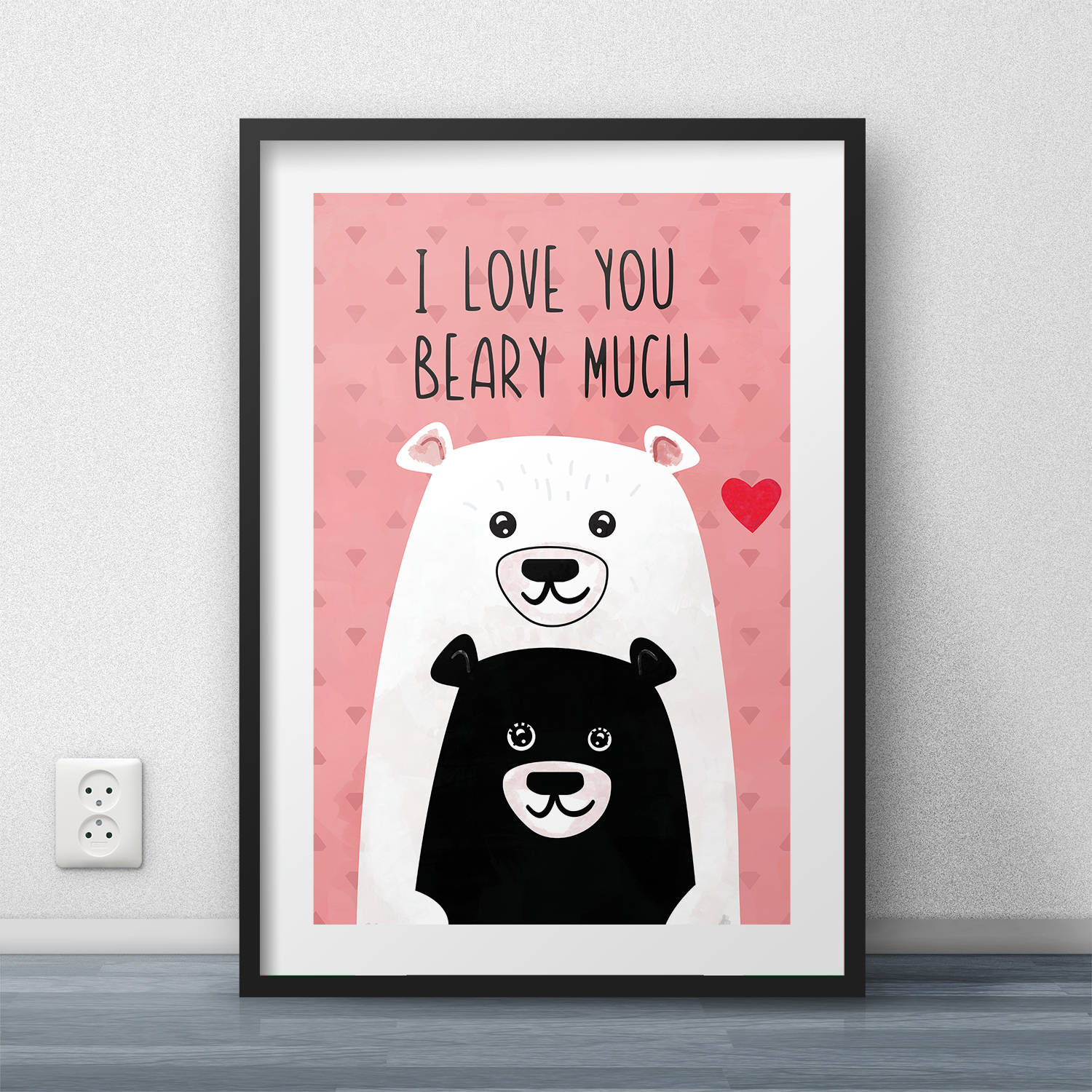 I Love you Beary much Cute Bear Heart Printable art Wall Etsy