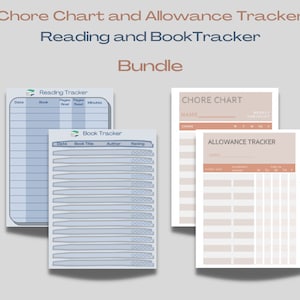 Chore Chart Printable | Book Reading Log | Kids Summer Reading | Allowance Tracker | Family Chore Chart |Reading and Book Log
