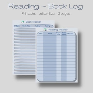 Book Reading Log | Reading Tracker Printable | Kids Summer Reading Log | Reading Planner | Number of Pages Read