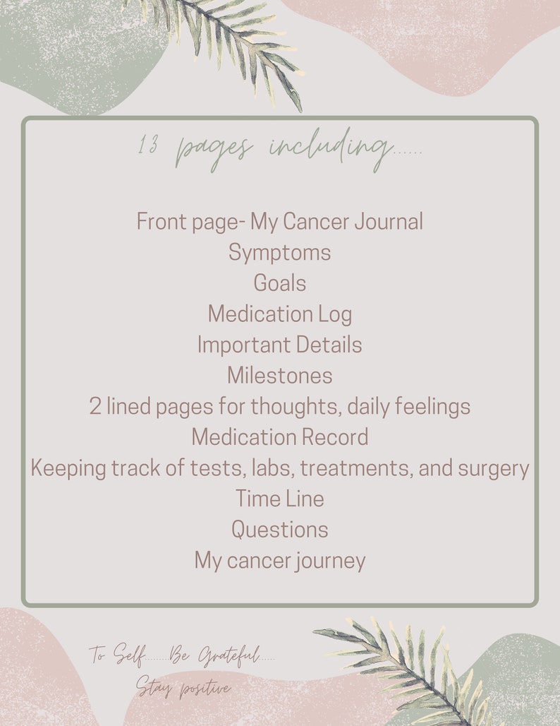 Cancer Journal Printable Cancer Survivor Cancer Patient - Etsy