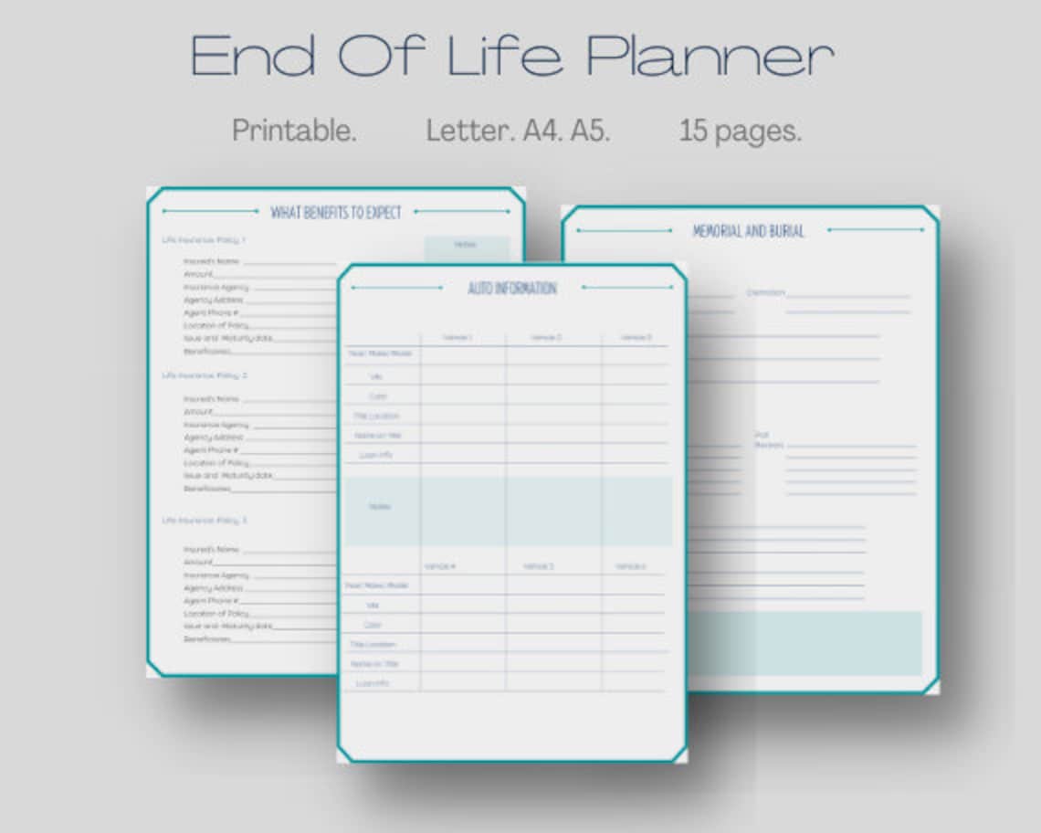 End of Life Planner Printable | Final Wishes Organizer (digital ...