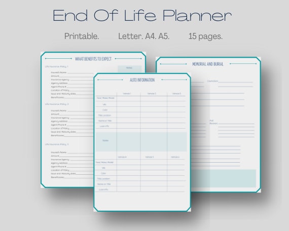 End of Life Planner Printable Final Wishes Organizer - Etsy