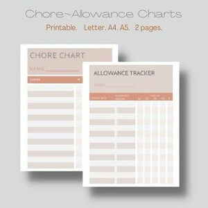 Chore Chart Printable | Kids Allowance Tracker | Weekly Chores | Family Chore Checklist | Kids Chores List
