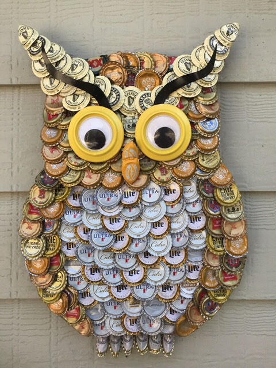 Bottle Cap Art Owl Etsy