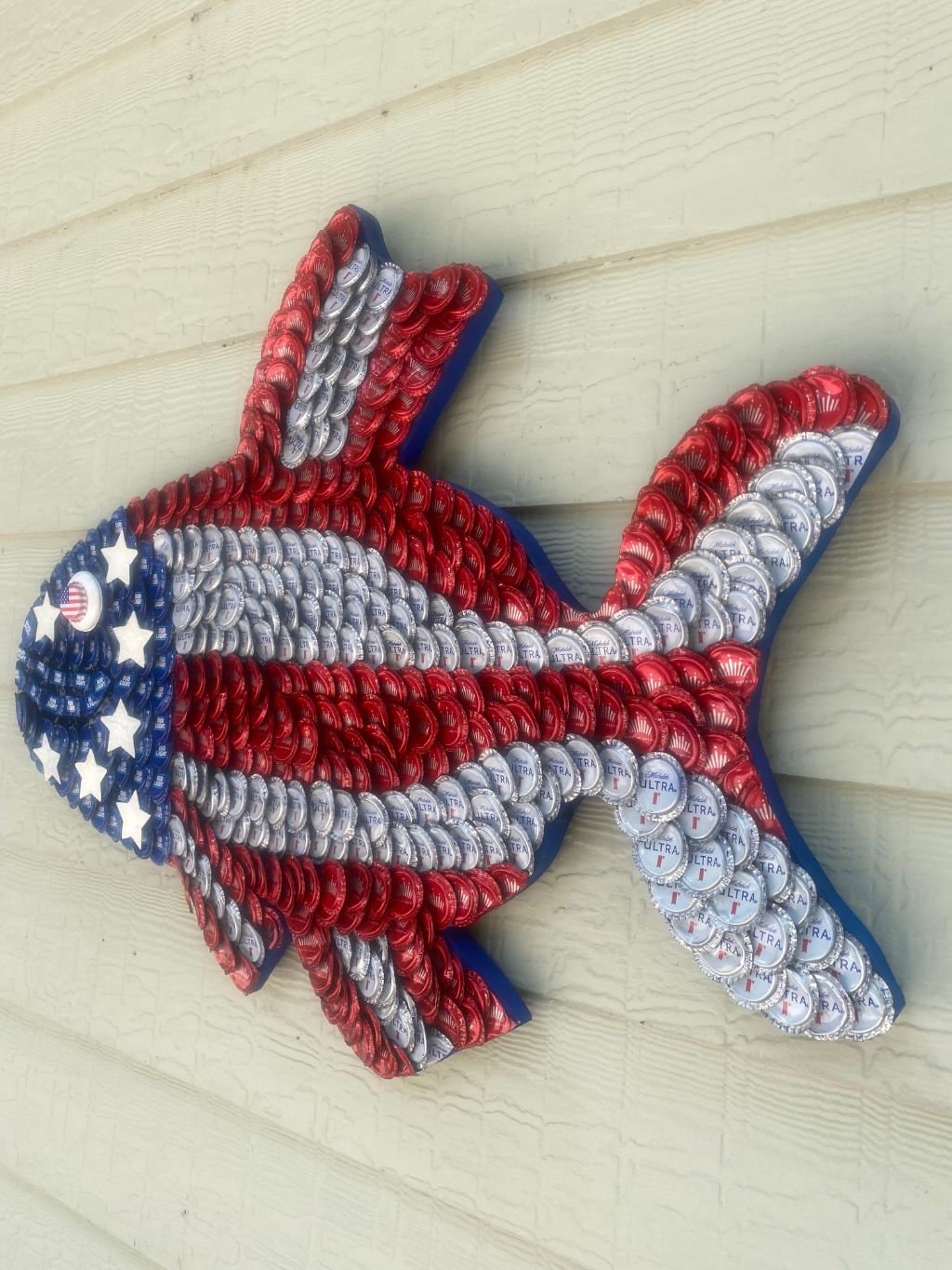 Hello July Fish Frame Bottle Cap Art - Happy July Fourth Fish - Etsy