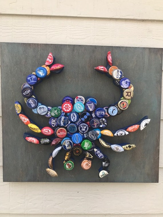 ボトルキャップアート - カニ、エクレクティックブルー - Etsy 日本
