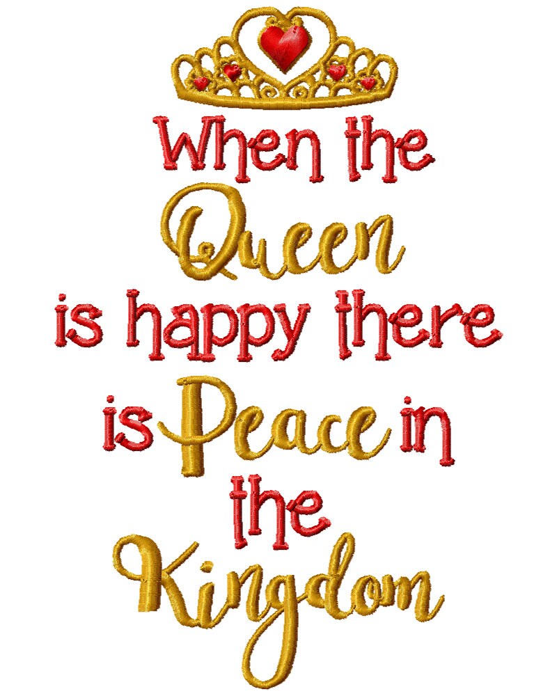 Queen embroidery design when the queen is happy embroidery Etsy
