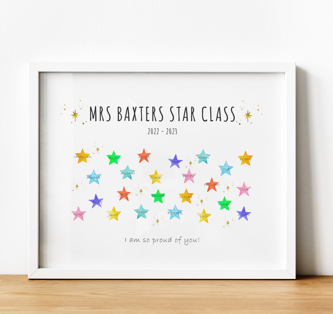 Personalised School Class Print Thank You Gift for Teacher, Teacher ...