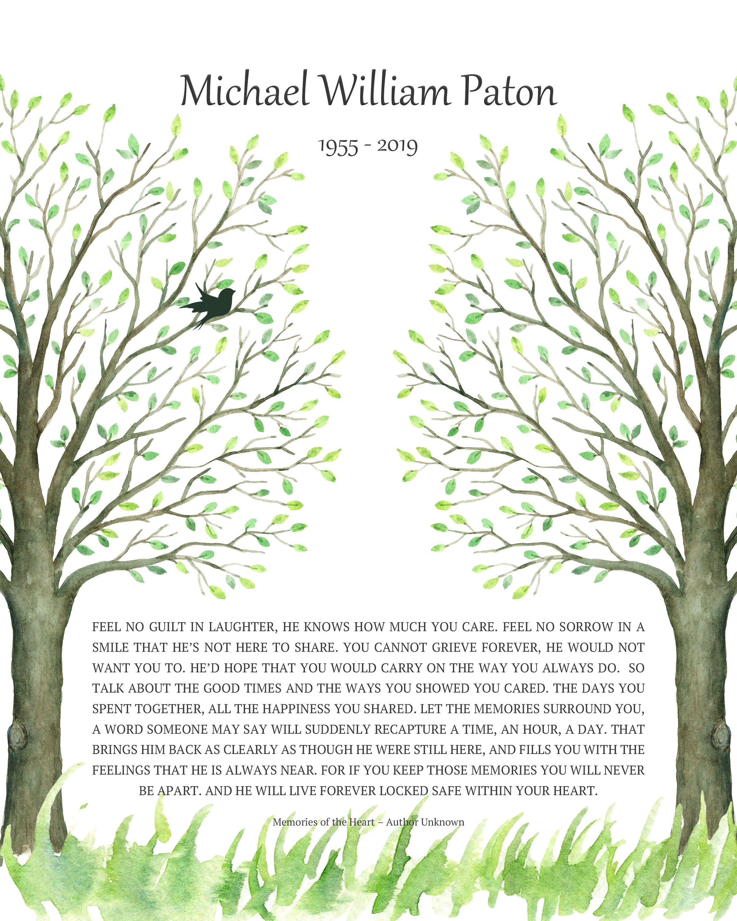 Custom Poem Print Bereavement Gift Personalised Tree of Life  Etsy