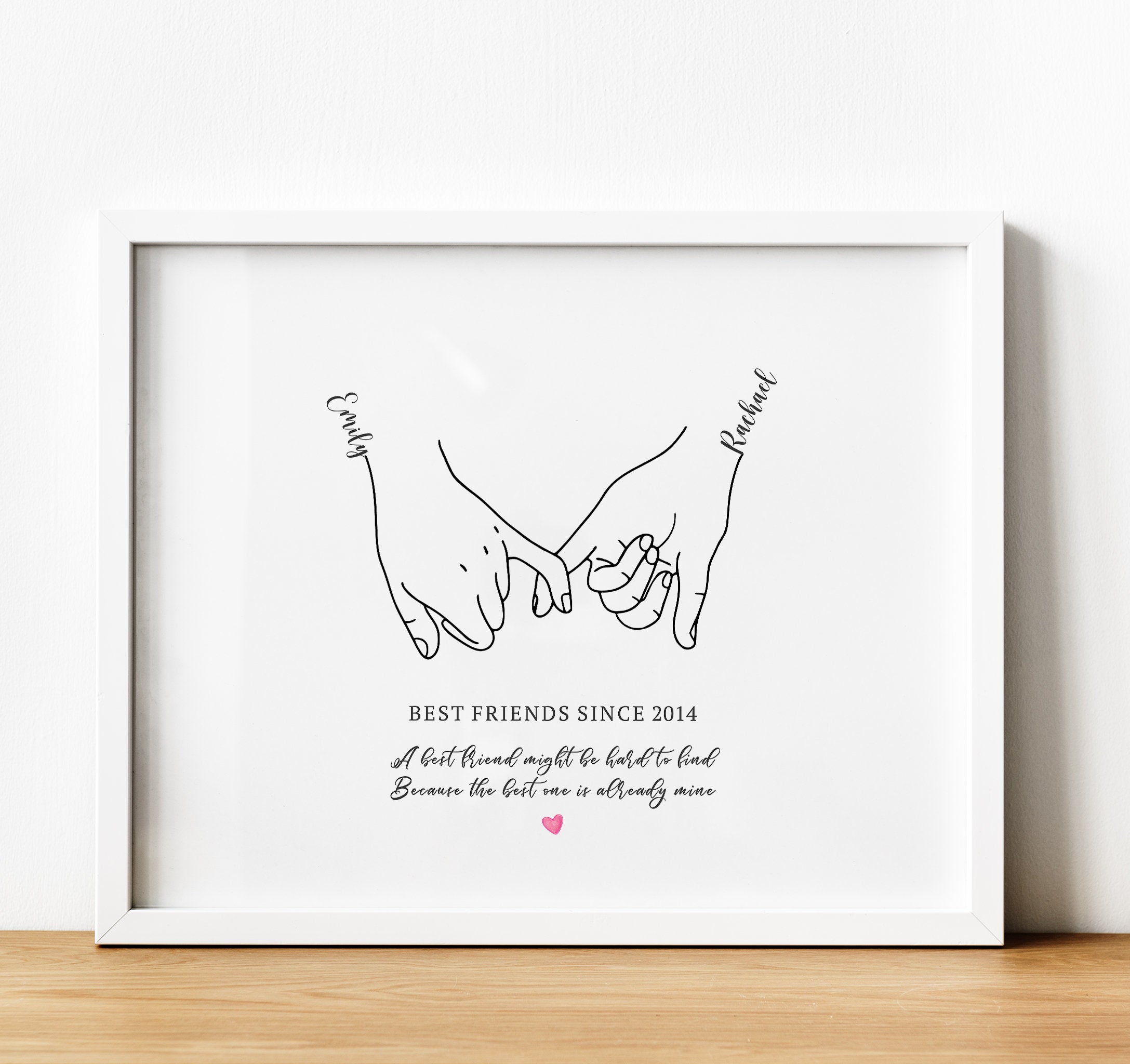 Personalised Minimal Line Art Pinky Swear Print With Best Friend Quote,  Long Distance Friendship Gift for Friend. Letterbox Gift UNFRAMED - Etsy  New Zealand, image size:2175x2048