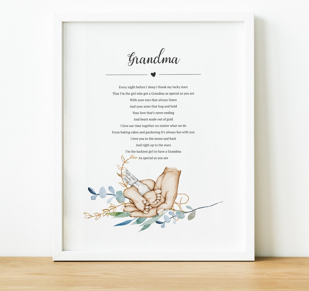 Poème personnalisé des grandsparents, impression de poème personnalisée et impression de main