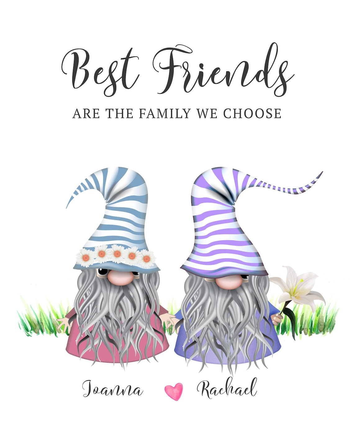 Best Friends Scandinavian Gnome Print Thinking of You Gift Etsy