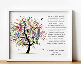 Custom Poem Print Bereavement Gift, Personalised Tree of Life Wall Art Memorial Gift, Thoughtful Remembrance Gifts for Loss of Loved One