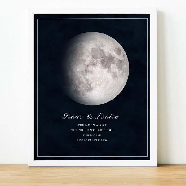 Personalised Moon Phases Wall Art, The Night We Met Custom Moon Print Anniversary Presents, Romantic Gifts for Him or Her The Night Sky