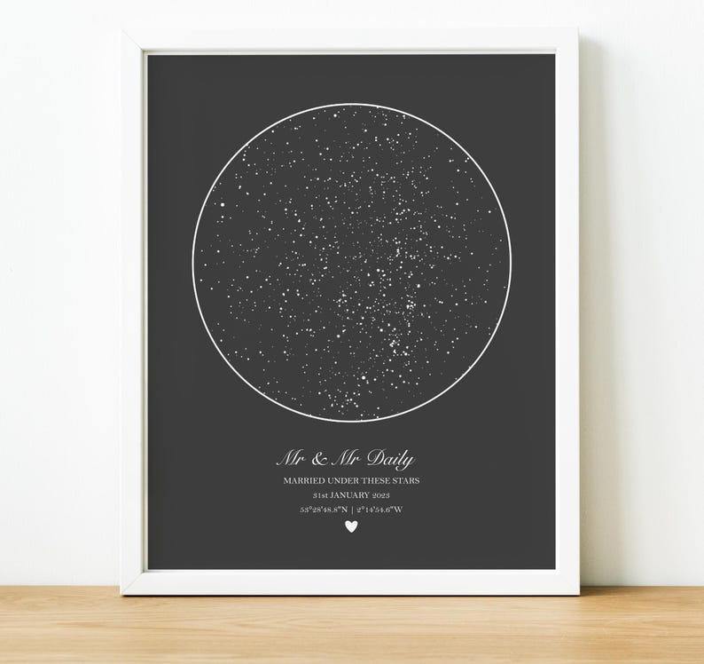 Personalised Star Map by Date Wedding Presents, Night Sky Print One