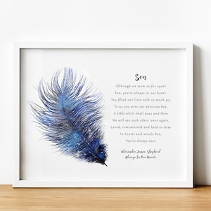 Personalised Feather Poem Print Bereavement Gift, Memorial Gift, Thoughtful Remembrance Gifts for Loss of Loved One, Miscarriage Keepsake