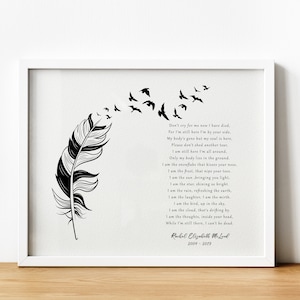 Personalised Feather Poem Print Bereavement Gift, Memorial Gift, Thoughtful Remembrance Gifts for Loss of Loved One, Miscarriage Keepsake
