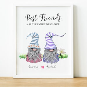 Gepersonaliseerd cadeau voor beste vrienden. Scandinavische kabouter vriendschapsprint brievenbus verjaardagscadeau voor haar. I Miss You Cadeau voor vrienden INGELIJSTE