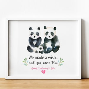 Gepersonaliseerde familie illustratie print INGELIJSTE, I Made a Wish and You Came True Cadeau voor moeder, pasgeboren babycadeaus, adoptiecadeaus familie