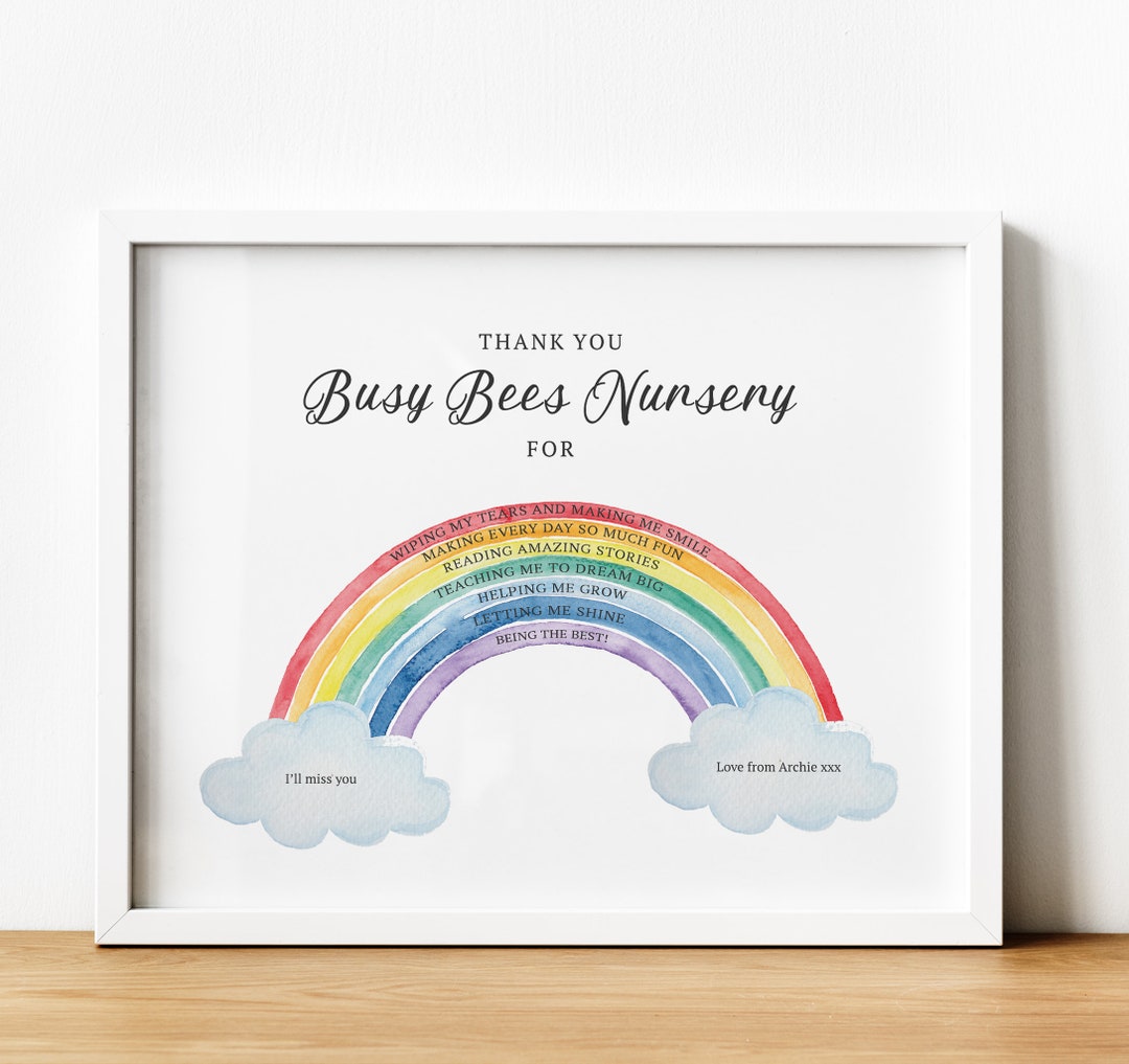 Personalised Rainbow School Class Print Thank You Gift for Teacher ...