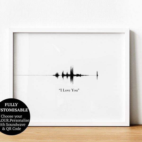 Personalised Sound Wave Print with QR Code, Custom Soundwave Art, Minimalist Print Modern Art, Simple Prints for Bedroom Decor