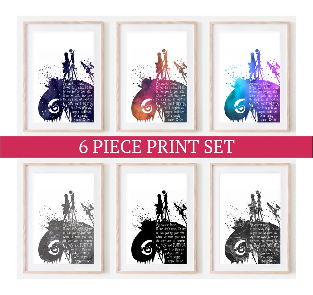 PRINTABLE Set of 6 Personalised Jack and Sally Simply Meant to Be Quote Prints, Nightmare Before ...