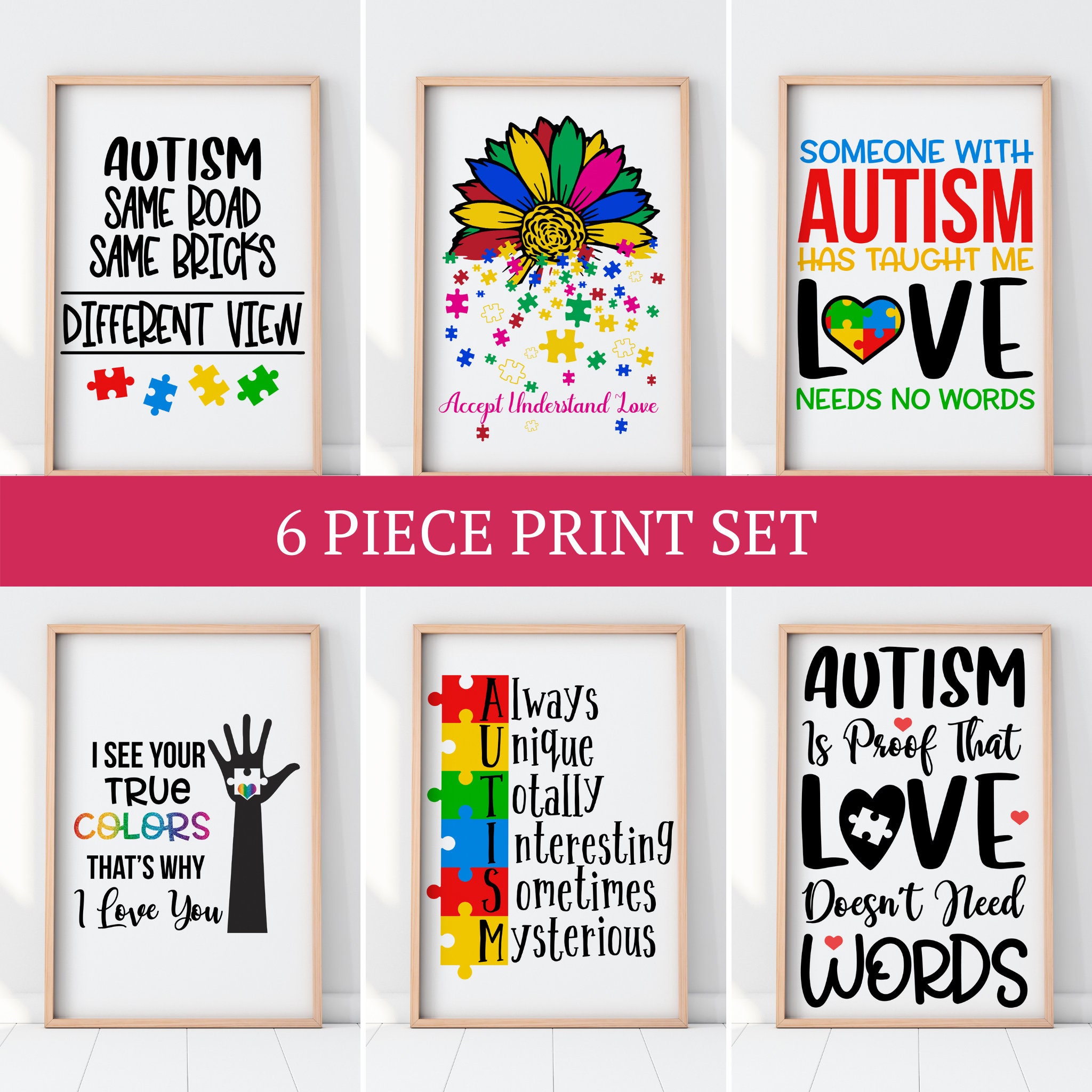 PRINTABLE Autism Awareness 6 PRINT SET, Kids Playroom Inspiring Print  Bundle, Mental Health Classroom Posters, Teacher Classroom Decor 