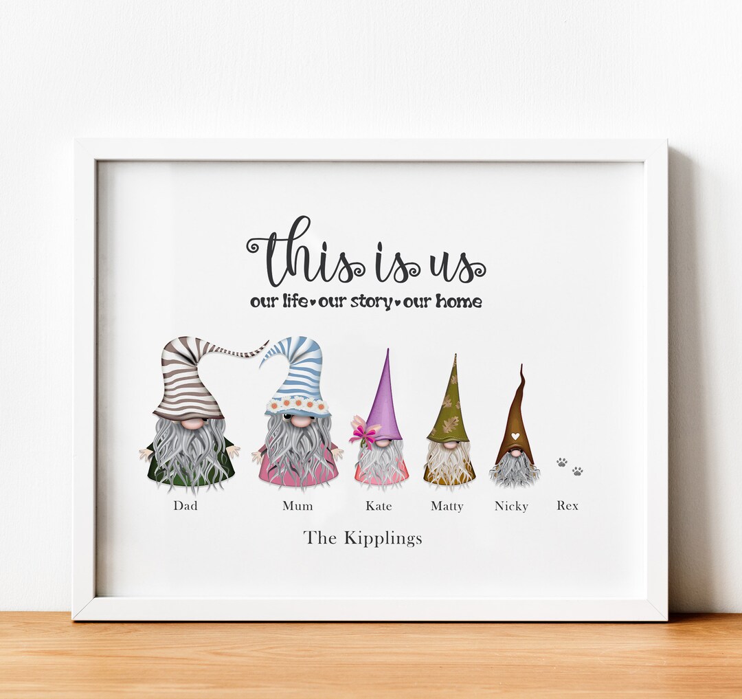 Personalised Gnome Family Tree Print. Gonk Family Portrait for Mum or ...