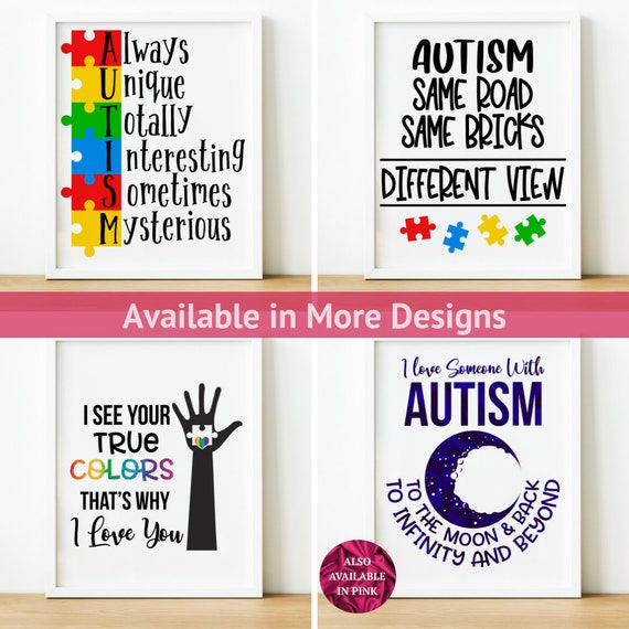 Autism Family I Love You To The Moon Canvas With Framed Poster no Framed