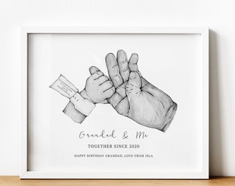 Regalo personalizado para abuelos e hijos, regalos para el Día del Padre con huella de mano familiar, regalo de cumpleaños con huella de árbol genealógico para abuelos de bebé SIN MARCO