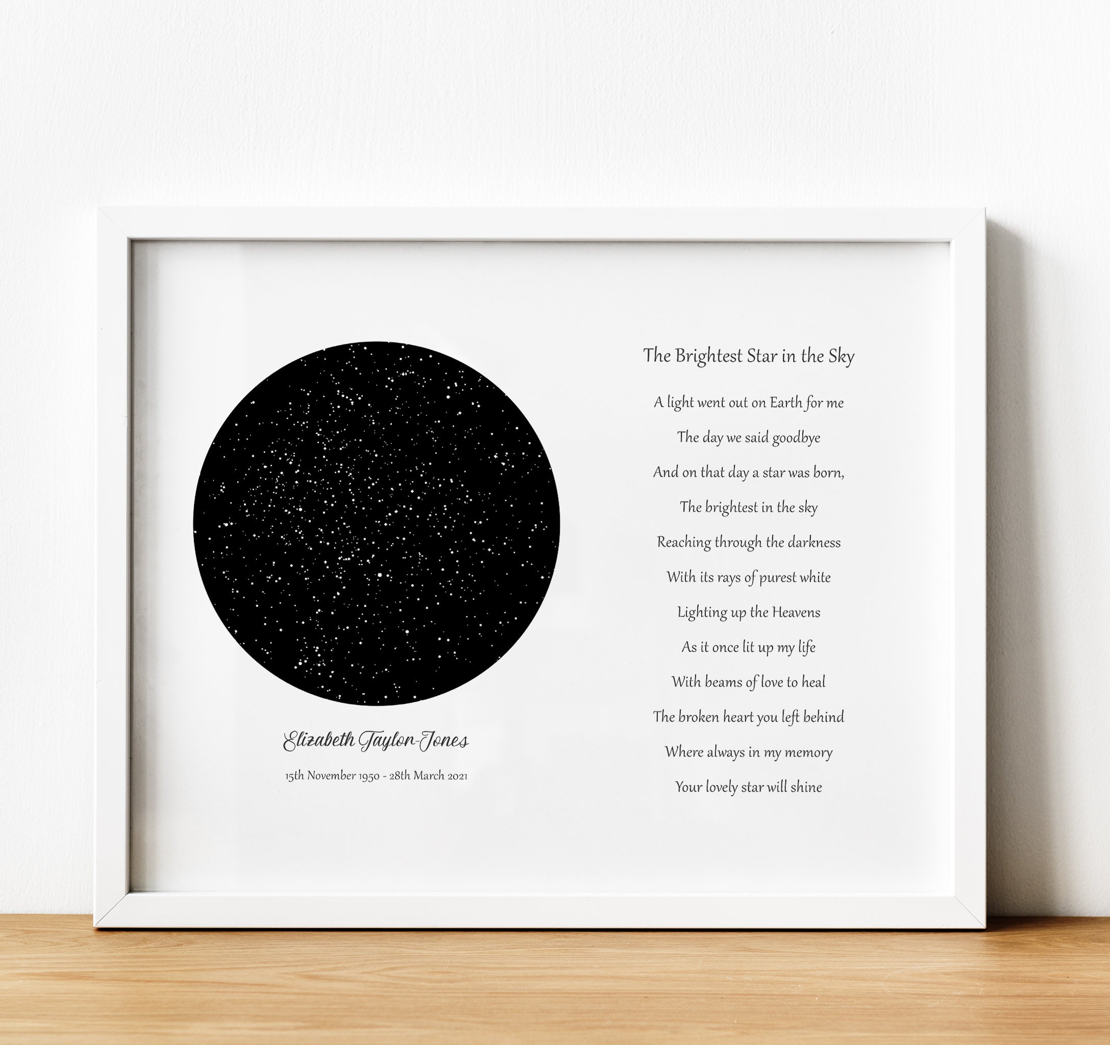 Star Map by Date and Custom Poem Print Bereavement Gifts, Memorial Poem ...