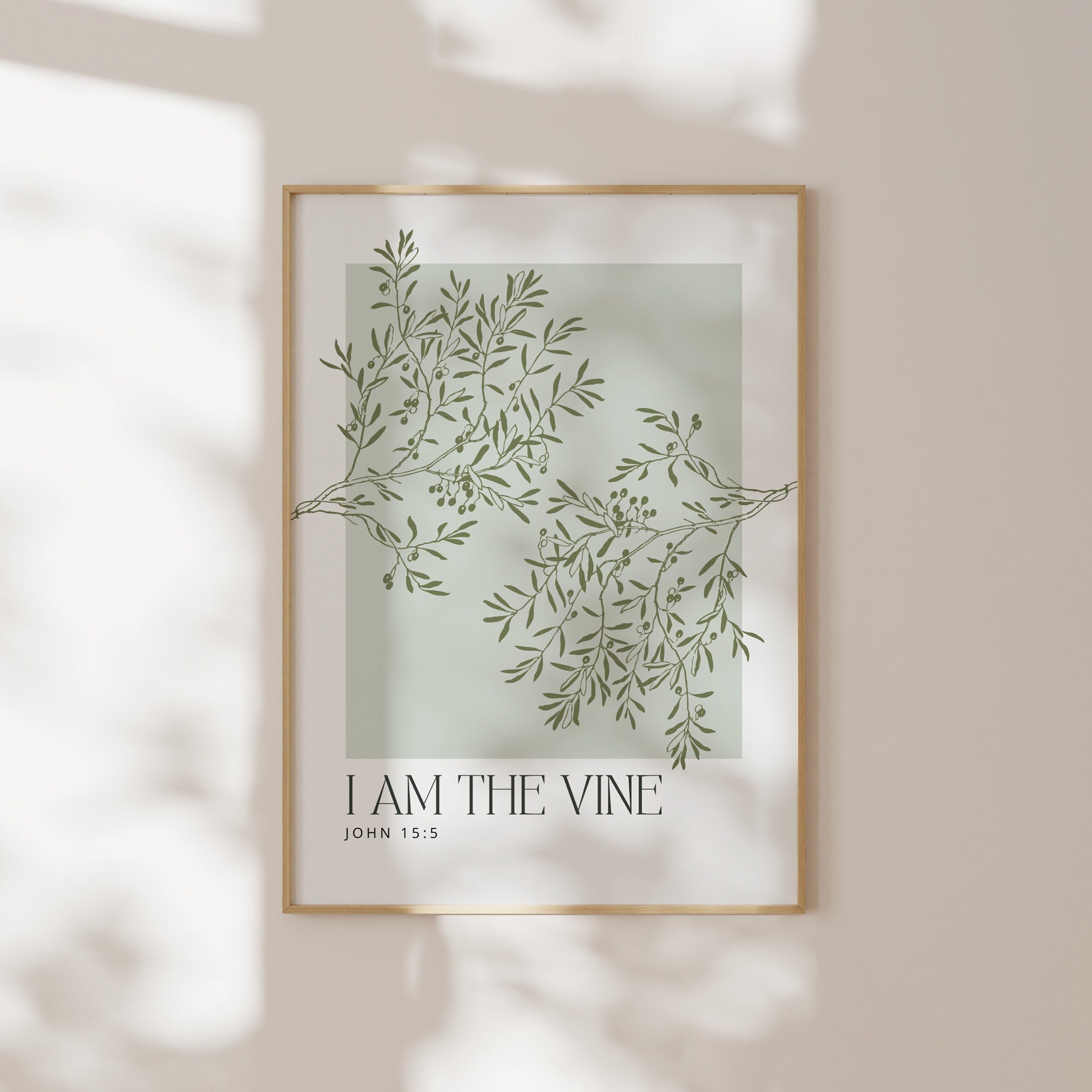 Christian Wall Art, I Am the Vine, Modern Scripture Decor, Vintage ...