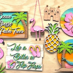 Tropical beach tiered tray
