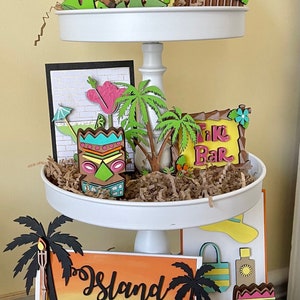 Tiered tray tiki /beach bar decor