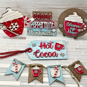 Hot cocoa tiered tray decor