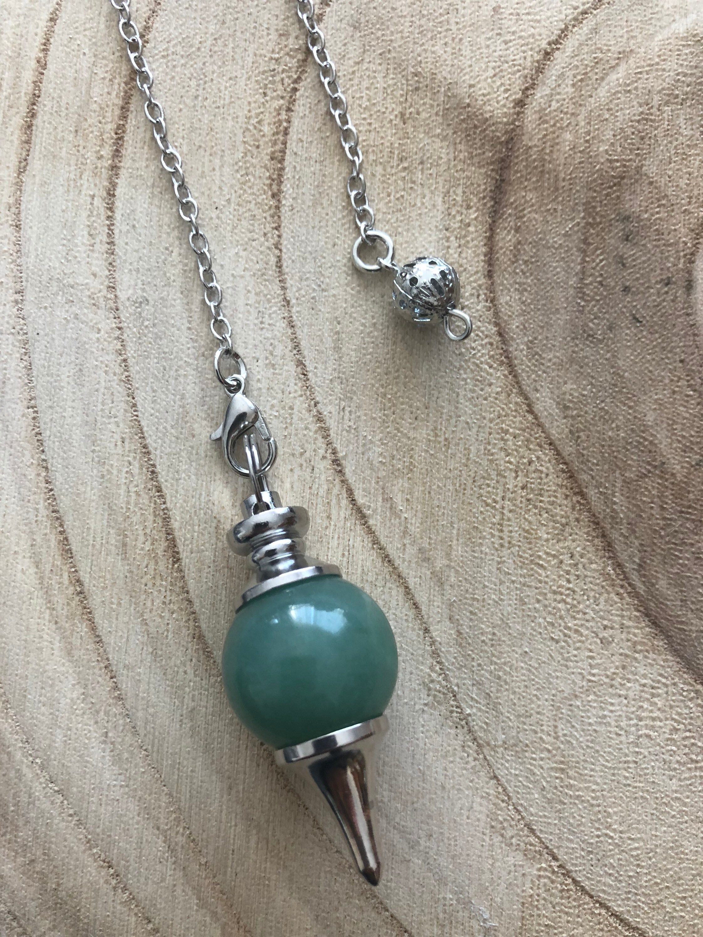 Pendule Divinatoire en Aventurine Verte, Pendule Rond, Sephoroton, Pierre Naturelle, Lithothérapie,