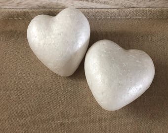 Set of 2 hearts supports styrofoam 7 cm
