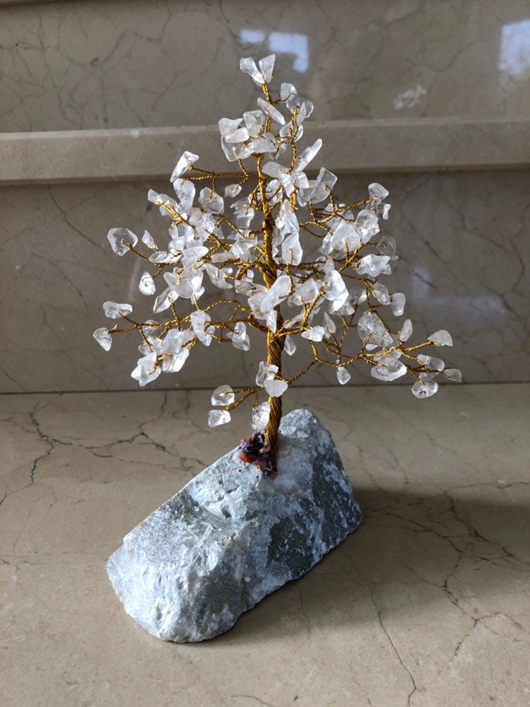 Arbre de Vie, Cristal Roche, Quartz, Minéraux , Lithothérapie, Gemme, Décoration, Bien-Être, Méditat