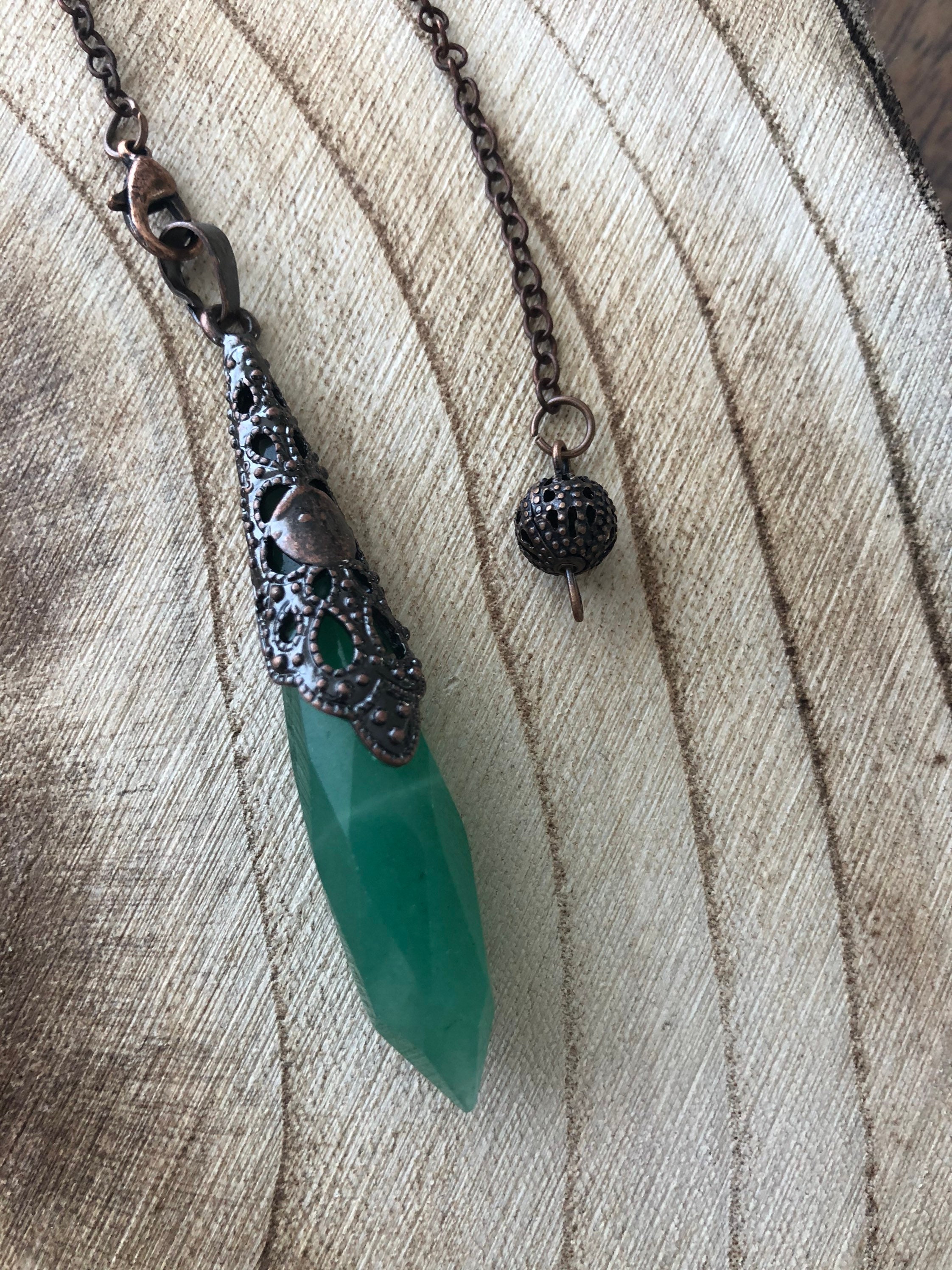 Pendule Divinatoire en Aventurine, Pierre Naturelle, Gemme, Outil de Divination, Radiesthésie, Litho