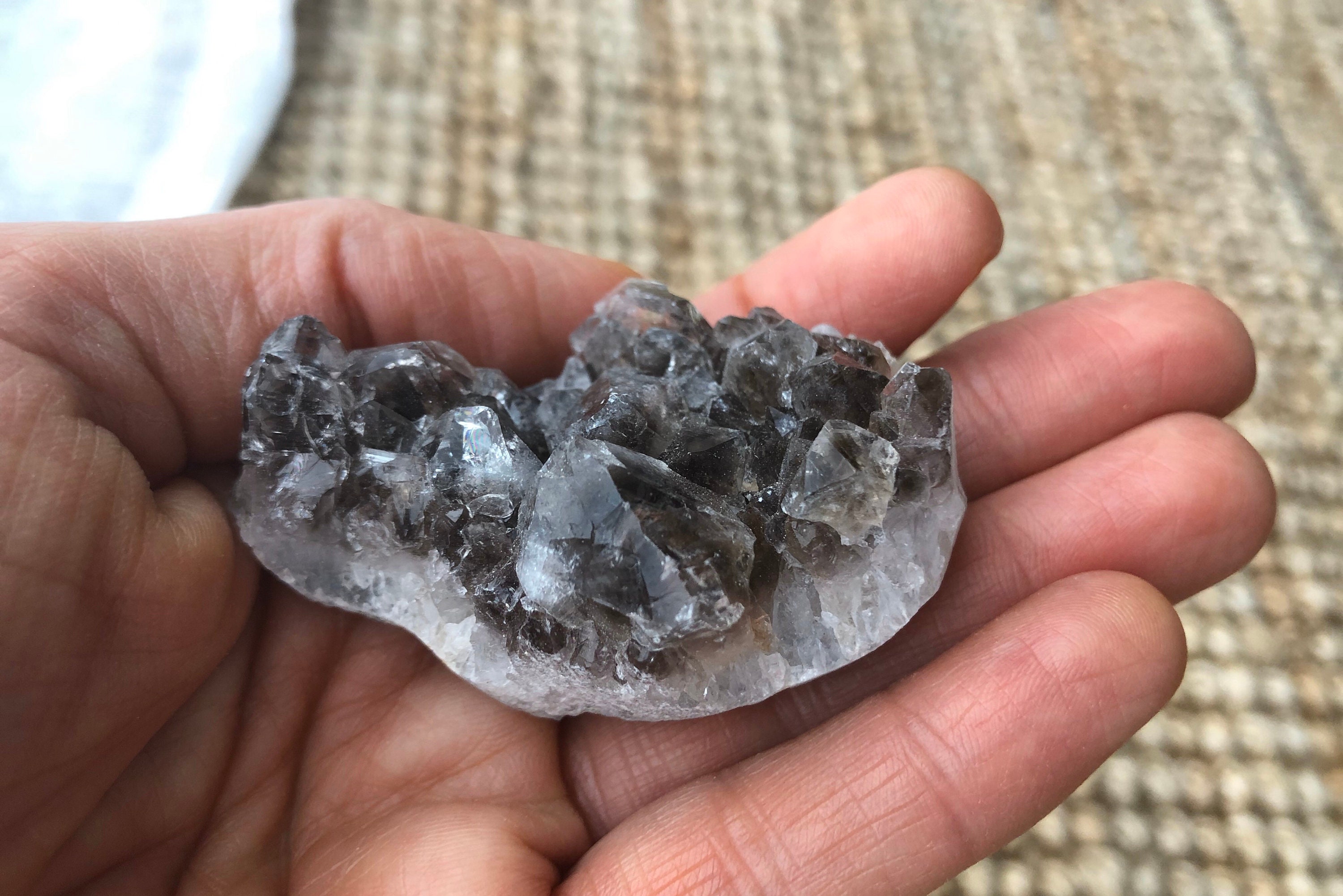 Géode de Quartz Fumé, Géode, Quartz, Du Brésil, Pierre Naturelle, Gemme, Bien-Être, Méditation, Zen,