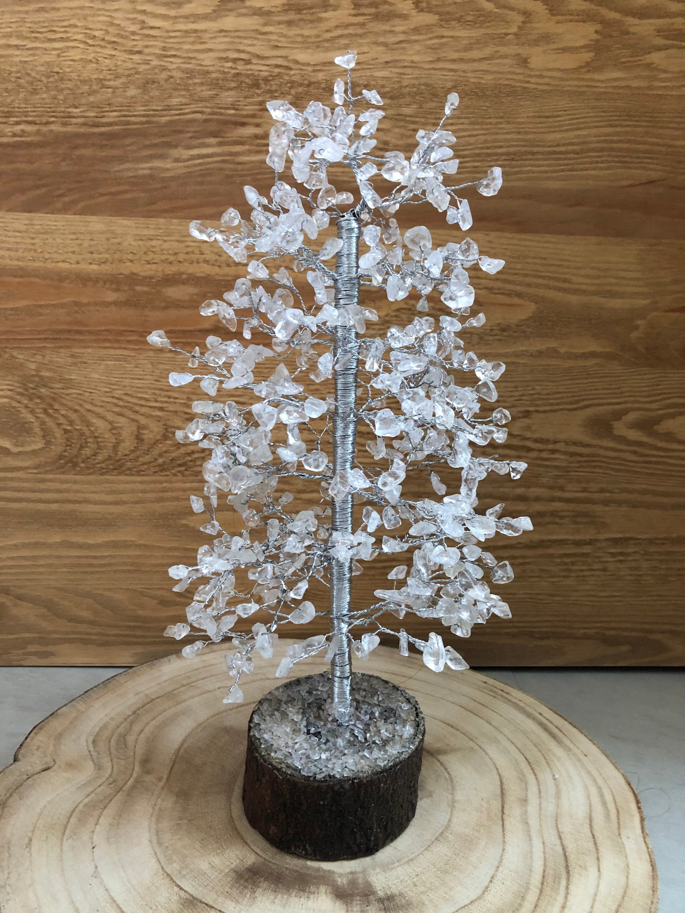 Arbre de Vie, Quartz Blanc, Cristal Roche, Pierre Naturelle, Gemme, Fait Main, Lithothérapie,
