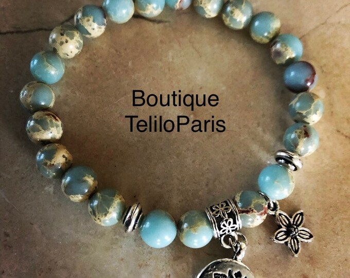 Bracelet Perles Jaspe Impérial - Multicolore, Sur Mesure Fait Main, Neuf