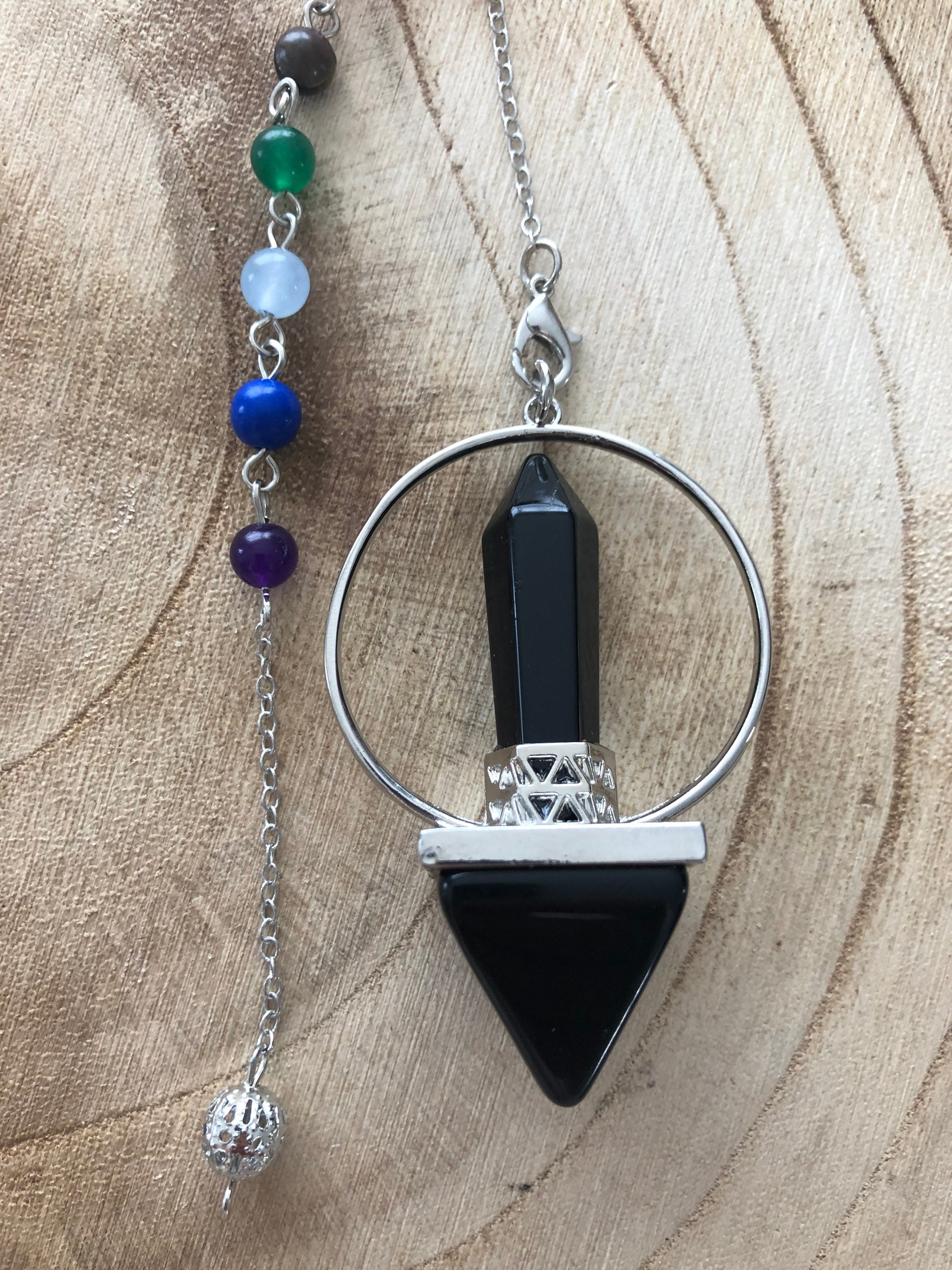 Pendule Divinatoire Pyramide en Agate Noire, Pierre Naturelle, Gemme, Outil de Divination, Radiesthé