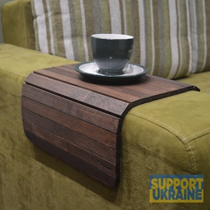 Sofa Tray Table walnut color,Wooden Coffee Table, Sofa Table,Unique Gift Idea,Moving , Wooden Ottoman,  Couch Table, phone holder