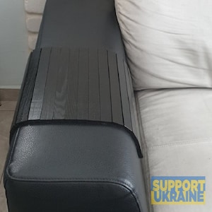 Sofa Tablett Tisch Schwarz, Sofa Tablett, Sofa Arm Tisch, Armlehnen Tisch, Holz Beistelltisch Tablett, Sofa Arm Tisch, TV Tablett, Geschenk, Telefonhalter, Couchtisch