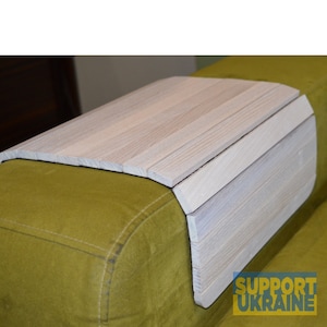 Sofa Tray Table White,Armrest Tray, Wooden Coffee Table,Sofa Table,Wooden Ottoman Tray, Couch Table, Gift,Laptop Tray Wood ,Small Apartment